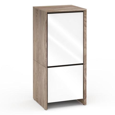 Salamander Designs Chameleon Collection Barcelona 517 Single Rack Mount AV Cabinet (Natural Walnut with Gloss White Doors)