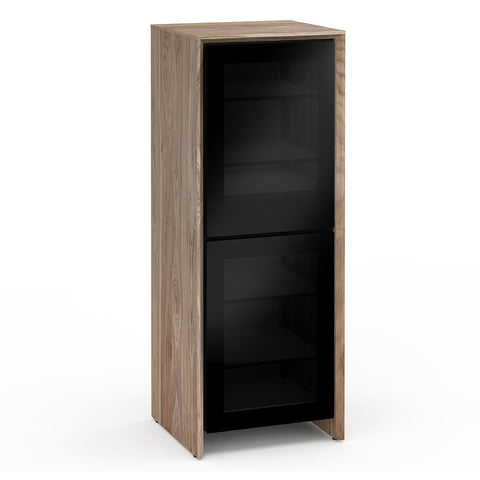 Salamander Designs Chameleon Collection Barcelona 617 Single Audio Cabinet (Natural Walnut with Black Glass Doors)