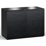 Salamander Designs Chameleon Collection Chicago 323 Twin AV Cabinet (Textured Black Oak with Black Glass Top)