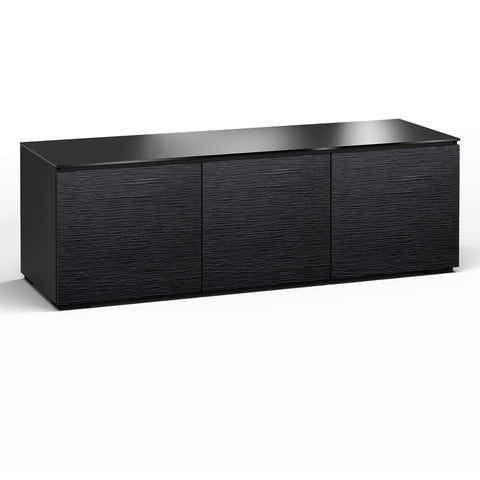 Salamander Designs Chameleon Collection Chicago 237 Triple AV Cabinet (Textured Black Oak with Black Glass Top)