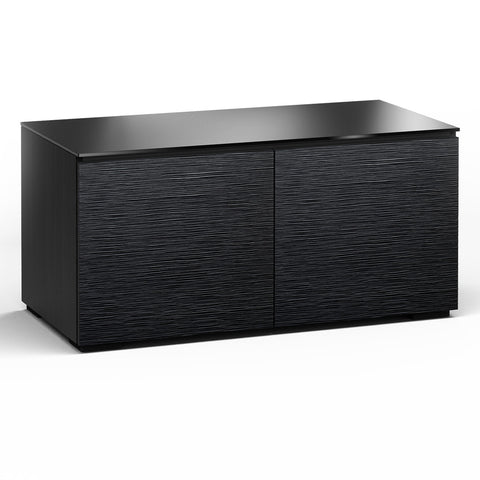 Salamander Designs Chameleon Collection Chicago 221 Twin AV Cabinet (Textured Black Oak with Black Glass Top)
