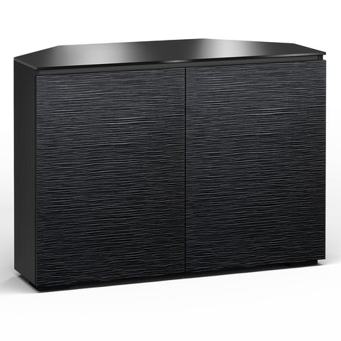 Salamander Designs Chameleon Collection Chicago 323 Twin AV Corner Cabinet (Textured Black Oak with Black Glass Top)