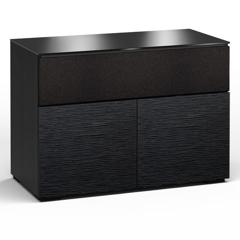 Salamander Designs Chameleon Collection Chicago 329 Twin Speaker Integrated Cabinet (Textured Black Oak with Black Glass Top)