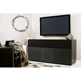 Salamander Designs Chameleon Collection Chicago 339 Triple Speaker Integrated Cabinet (Textured Black Oak with Black Glass Top)
