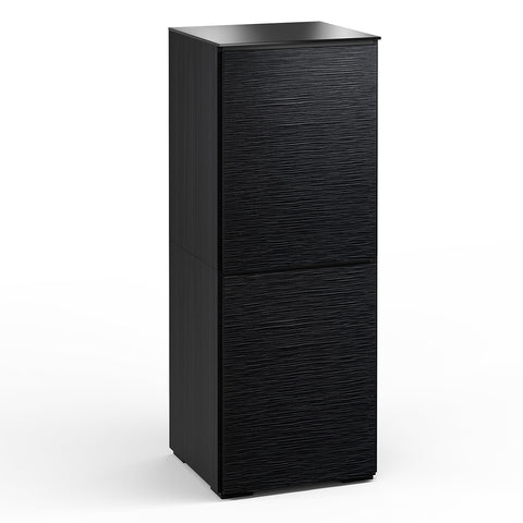 Salamander Designs Chameleon Collection Chicago 617 Twin AV Cabinet (Textured Black Oak with Black Glass Top)