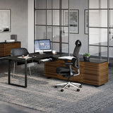 BDI Corridor 6531 Modern Shaped L-Shaped Executive Desk (Natural Walnut)