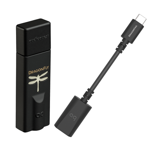 AudioQuest DragonFly Black v1.5 USB DAC Bundle w/ DragonTail USB-A to USB-C Extender