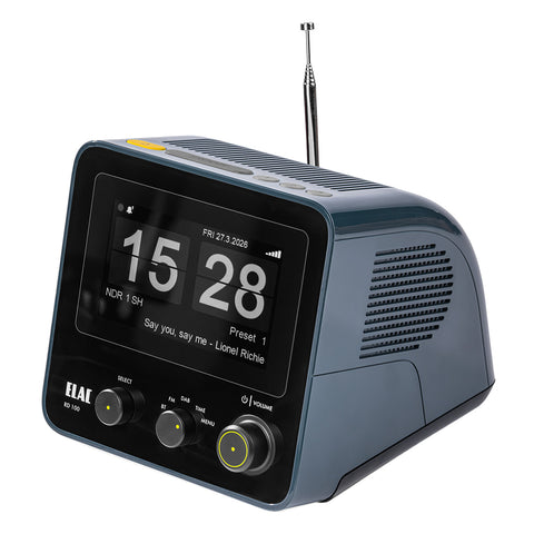 ELAC RD100 Radio Alarm Clock and Bluetooth Speaker (Grey)