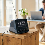 ELAC RD100 Radio Alarm Clock and Bluetooth Speaker (Grey)