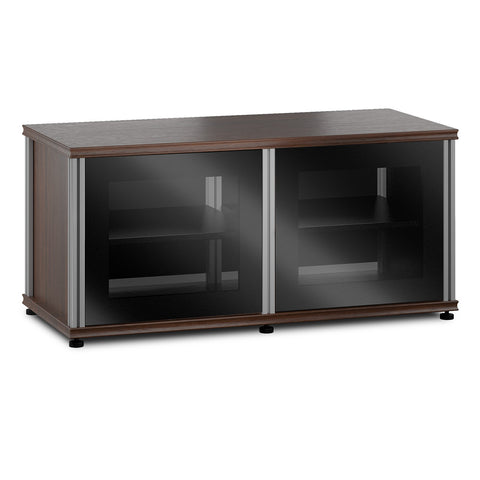 Salamander Designs Synergy 221 Twin AV Cabinet (Dark Walnut with Black Glass & Aluminum Posts)