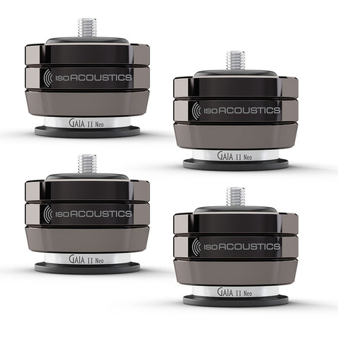 IsoAcoustics GAIA II Neo DC Isolation Feet for Floorstanding Speakers and Subwoofers - 4 Pack (Dark Chrome)