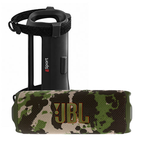 JBL FLIP 7 Waterproof Portable Speaker Bundle with gSport Silicone Sleeve (Camo)