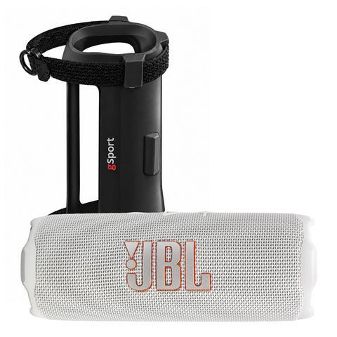 JBL FLIP 7 Waterproof Portable Speaker Bundle with gSport Silicone Sleeve (White)