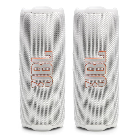 JBL Flip 7 Waterproof Portable Speaker Bundle - Pair (White)