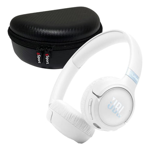 JBL Tune 680NC Wireless On-Ear Noise Cancelling Headphone Bundle with gSport Case (White)
