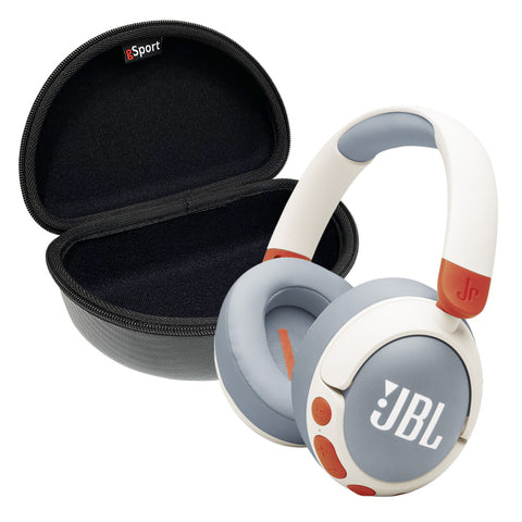 JBL JR 470NC Kid Safe On Ear Wireless Noise Cancelling Headphone Bundle with gSport Case (White)