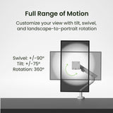 Kanto DM1 Single Monitor Desktop Mount for 17 - 40 inch Displays (White)