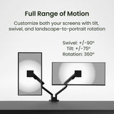 Kanto DM2 Dual Monitor Desktop Mount for 17 - 35 inch Displays (Black)