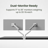 Kanto DM2 Dual Monitor Desktop Mount for 17 - 35 inch Displays (White)