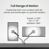 Kanto DM2 Dual Monitor Desktop Mount for 17 - 35 inch Displays (White)