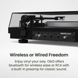 Kanto OBI3 Bluetooth 5.3 Turntable with Built-In Preamp (Matte Black)