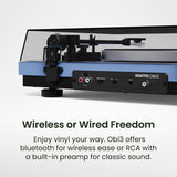 Kanto OBI3 Bluetooth 5.3 Turntable with Built-In Preamp (Matte Ice Blue)