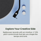 Kanto OBI3 Bluetooth 5.3 Turntable with Built-In Preamp (Matte Ice Blue)