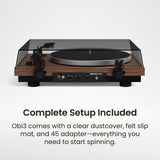 Kanto OBI3 Bluetooth 5.3 Turntable with Built-In Preamp (Matte Walnut)