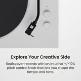 Kanto OBI3 Bluetooth 5.3 Turntable with Built-In Preamp (Matte White)