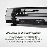 Kanto OBI3 Bluetooth 5.3 Turntable with Built-In Preamp (Matte White)