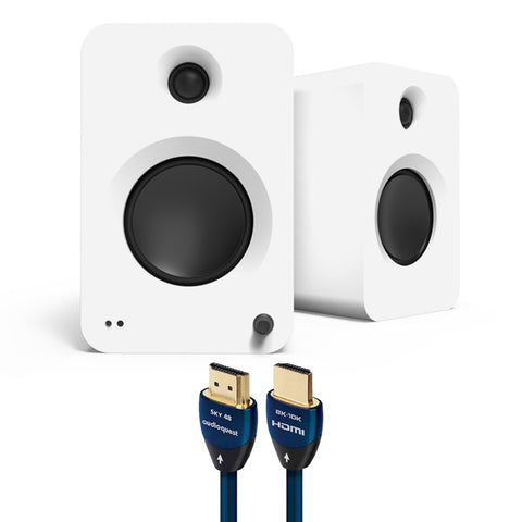 Kanto REN Powered Speakers Bundle with AudioQuest Sky 48 HDMI Cable - 3m (White)