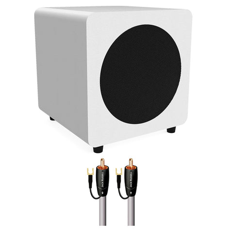 Kanto SUB8 8" Powered Subwoofer Bundle with AudioQuest Jack Russell Subwoofer Cable - 4m (White)