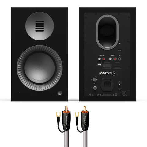 Kanto Tuk (2nd Gen) Powered Speakers Bundle with AudioQuest Jack Russell Subwoofer Cable - 4m (Black)