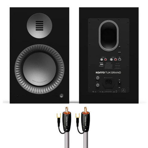 Kanto TUK Grand (2nd Gen) Powered Speakers Bundle with AudioQuest Jack Russell Subwoofer Cable - 4m (Black)
