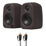 Kanto UKI Bluetooth Speakers Bundle with AudioQuest Jack Russell Subwoofer Cable - 4m (Pumice)