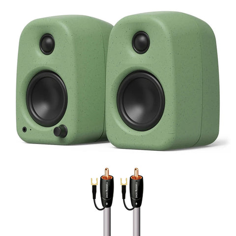Kanto UKI Bluetooth Speakers Bundle with AudioQuest Jack Russell Subwoofer Cable - 4m (Sage)