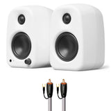 Kanto UKI Bluetooth Speakers Bundle with AudioQuest Jack Russell Subwoofer Cable - 4m (White)