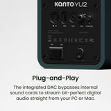 Kanto Yu2 (2nd Gen) 110 W Desktop Computer Speakers with Bluetooth 5.0 (Green)