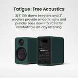 Kanto Yu2 (2nd Gen) 110 W Desktop Computer Speakers with Bluetooth 5.0 (Green)