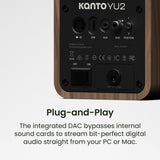 Kanto Yu2 (2nd Gen) 110 W Desktop Computer Speakers with Bluetooth 5.0 (Walnut)