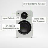 Kanto Yu2 (2nd Gen) 110 W Desktop Computer Speakers with Bluetooth 5.0 (White)