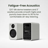 Kanto Yu2 (2nd Gen) 110 W Desktop Computer Speakers with Bluetooth 5.0 (White)