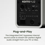 Kanto Yu2 (2nd Gen) 110 W Desktop Computer Speakers with Bluetooth 5.0 (White)