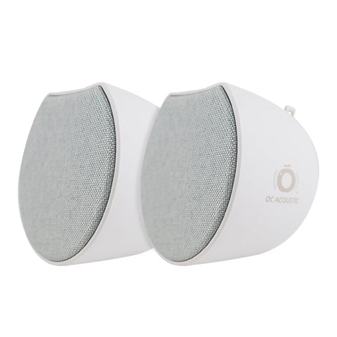 OC Acoustic Newport Plug-in Outlet Speaker with Bluetooth 5.1 and Built-in USB Type-A Charging Port - Pair (Gray/White)