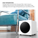 Kanto SUB8 8" Powered Subwoofer Bundle with AudioQuest Jack Russell Subwoofer Cable - 4m (White)