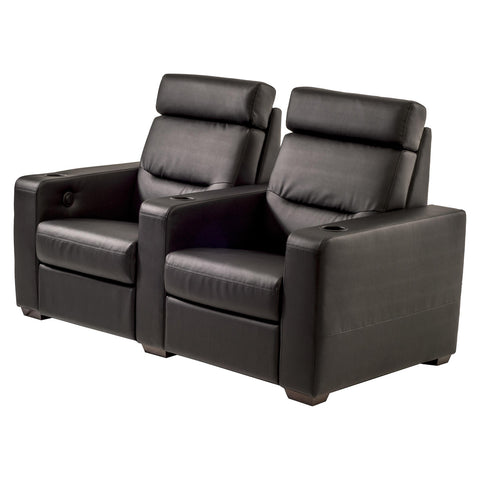 Salamander Designs TC3 AV Basics 2-Seat Straight Motorized Recliner Home Theater Seating (Black Bonded Leather)