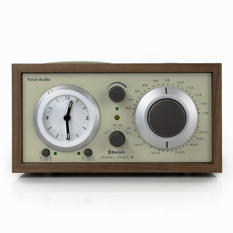 Tivoli Audio Model Three AM/FM Bluetooth Clock Radio with USB Charging Ports (Walnut / Beige)