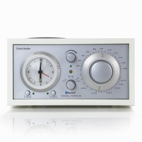 Tivoli Audio Model Three AM/FM Bluetooth Clock Radio with USB Charging Ports (White/Silver)