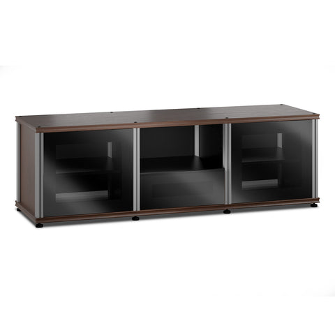 Salamander Designs Synergy 236 Triple AV Cabinet (Dark Walnut with Black Glass & Aluminum Posts)