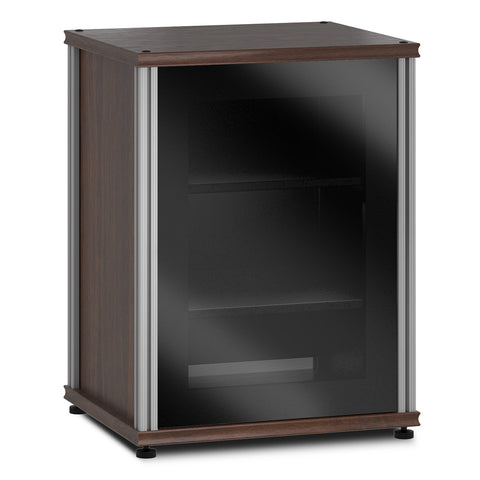 Salamander Designs Synergy 303 Single AV Cabinet (Dark Walnut with Black Glass & Aluminum Posts)